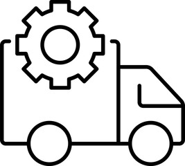 Minimalistic Icon of Gear over Delivery Truck for Graphics, Concepts, Apps