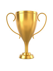 Gold champion cup on white background. Isolated 3D illustration
