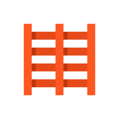 Obraz premium Illustration of an orange wooden pallet with three vertical supports and four horizontal planks design element