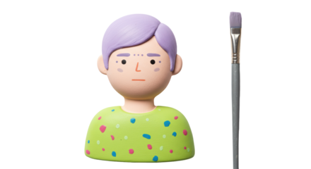 Isolated Sculpture with Paintbrush