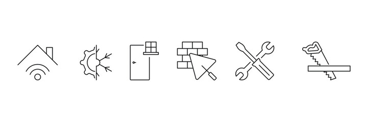 Set of masonry icon collection. House building and renovation,  repair, masonry symbol. Vector Illustration.