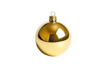 Golden christmas ornament isolated on transparent background