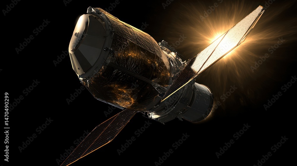 Aufkleber a detailed view of a spacecraft orbiting in space is shown