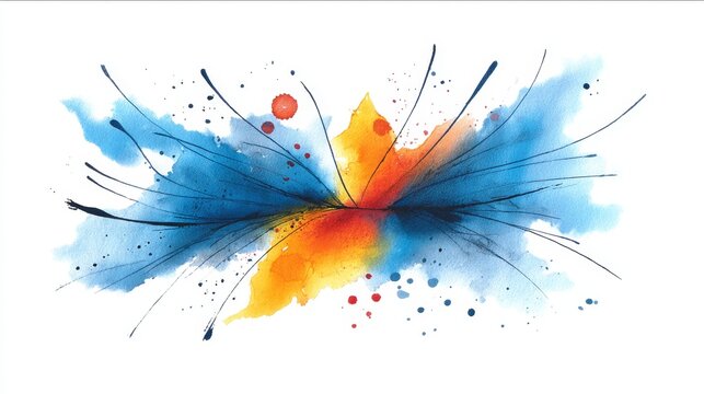 Watercolor Burst - Abstract watercolor painting. Symbolizes energy, freedom, creativity, transformation, and vibrancy. Bright colors and dynamic lines create a sense of movement