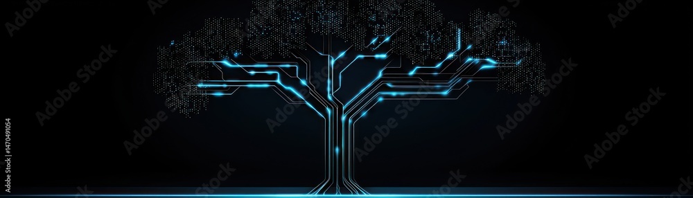 Poster An abstract design of a tree composed with electronic circuits