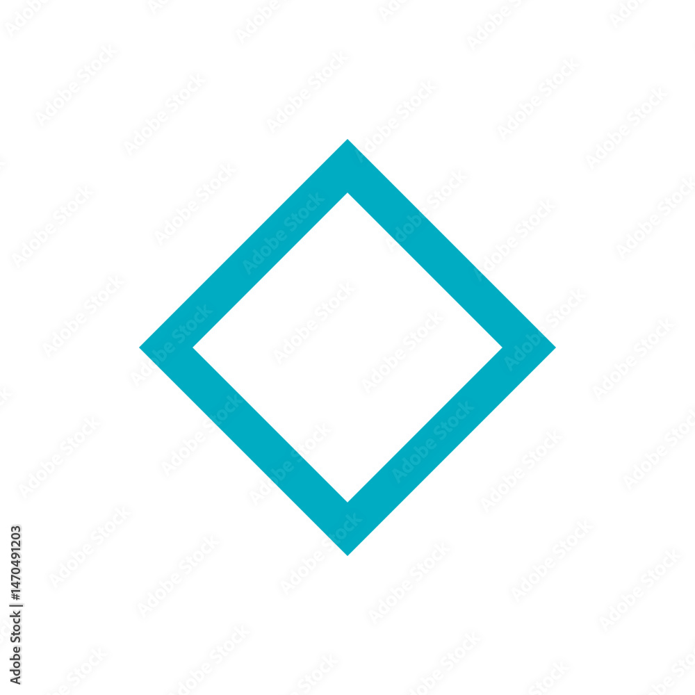 Poster a simple turquoise diamond outline against a white background creating a minimalist geometric design