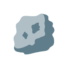 Abstract shape in shades of gray with irregular edges and internal spots on a white background view