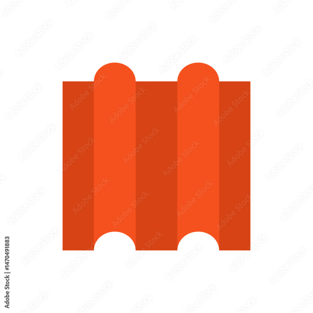 Poster orange block structure featuring rounded edges and circular cutouts on a white background simple des