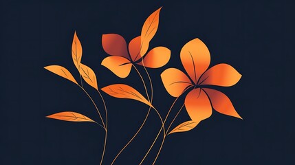 Fototapeta premium Orange Flowers with Dark Background.