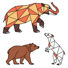 Obraz premium simple colourful of Low poly animals 