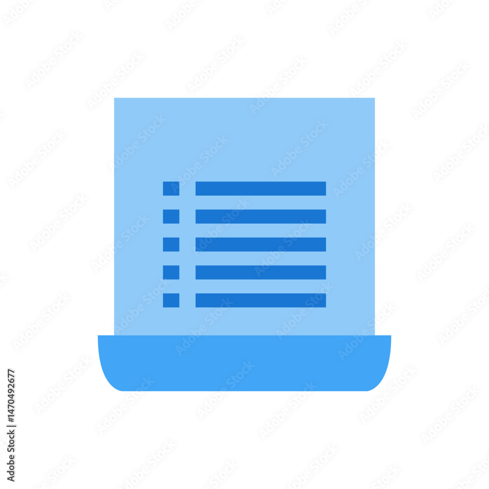 Poster light blue document with dark blue horizontal lines and square bullet points representing a list ite