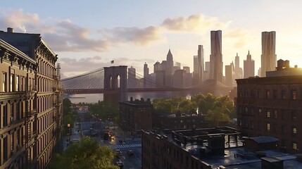Water reflecting illuminated city skyline during twilight hour high resolution picture