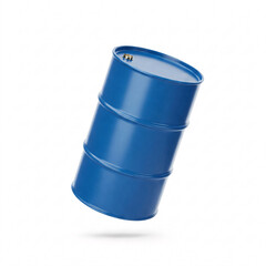 Blue metal barrel isolated on white background.