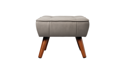 Modern Grey Ottoman on Transparent Background
