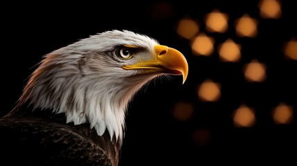 Fototapeta premium A Majestic Eagle Posing Against A Soft Golden Background