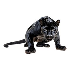 Obraz premium Crouching panther looking forward on white background