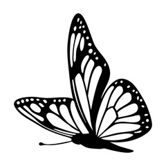 A clean vector butterfly silhouettes on a white background in black with simple and detailed wing patterns