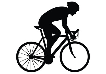 Cyclist Leaning Forward on a Bike Silhouette