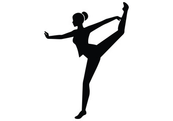 Jazz Dancer Kicking Leg Upward Sharply Silhouette