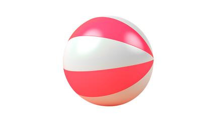Pink and White Striped Beach Ball Isolated Background Summer Fun