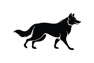 Silhouette art illustration of a Border Collie in action.eps