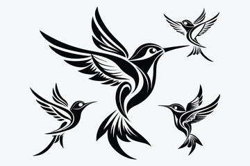 Obraz premium Hand drawn hummingbird outline illustration