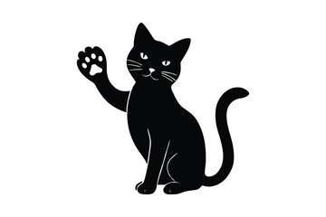 Silhouette art illustration of a cat with paw lifted.eps