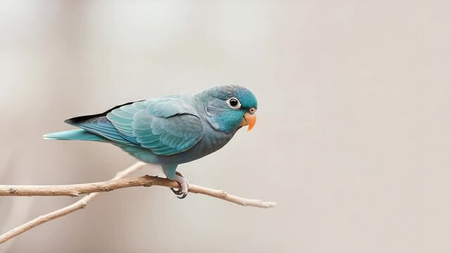 Blue parrotlet perches and prepares to take flight in natural habitat
