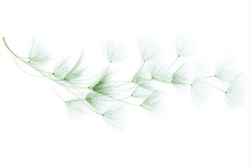 Delicate dandelion seeds on a stem for botanical illustrations, nature photography, and design elements.
