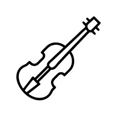 Simple line icon illustration of a violin on a white background, depicting a musical instrument suitable for various creative applications