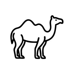 Fototapeta premium Simple outline icon of a camel in profile view, representing travel or animal concepts for various digital interface designs and graphic elements for applications
