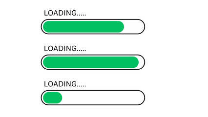 Obraz premium Horizontal loading bars showing different progress levels with “LOADING...” text above each to indicate status
