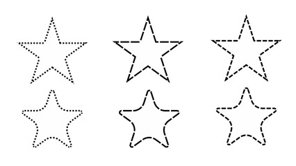 Grid of six faint star icons with dashed borders and varied angles, perfect for selectable UI elements

