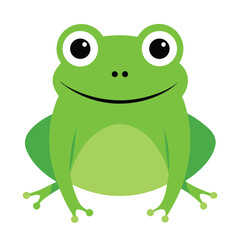 A cute green cartoon frog, a happy amphibian illustration