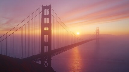 Obraz premium Golden Gate Bridge Sunset Fog.