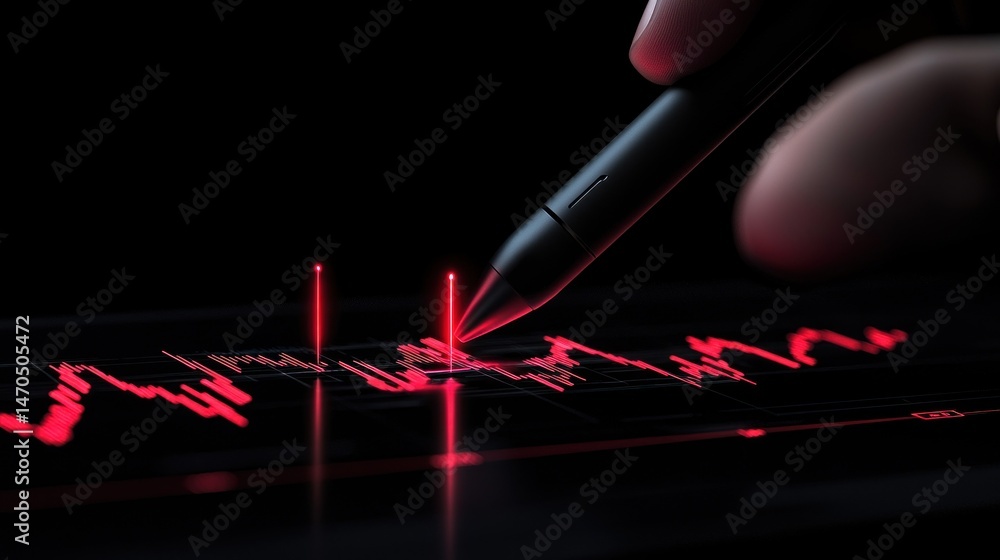 Poster Person using a pen to trace a red line graph