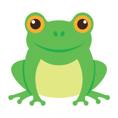 A cute green cartoon frog, an isolated amphibian vector illustration
