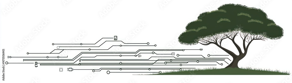 Poster a graphic representation of nature and technology integration