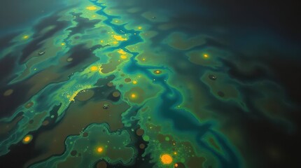 Fototapeta premium Aerial Abstract of Vibrant River and Colorful Algae Patterns