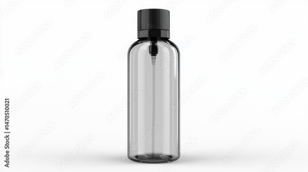 Poster a transparent bottle with a black pump dispenser on display