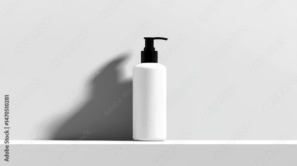 Poster a minimalist studio shot of a pump bottle on a surface