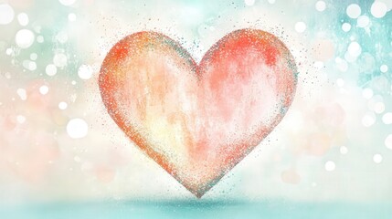 Obraz premium Watercolor style heart on a soft pastel background