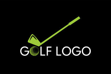 Golf sport logo vector with golf ball and stick for championship, sport, community.