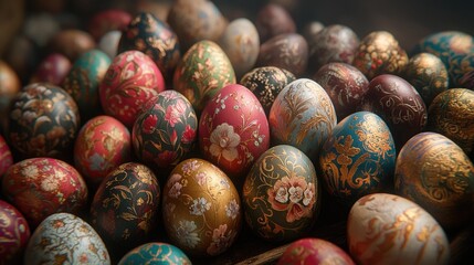 Decorative Easter Eggs with Floral Design