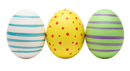 Isolated Three Decorated Easter Eggs