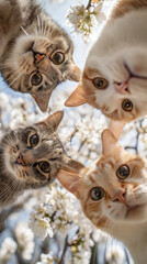 Fototapeta premium Cats together close up