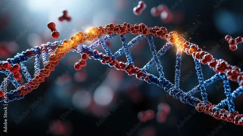 Poster Digital dna sequence animation virtual environment scientific visualization technology futuristic concept