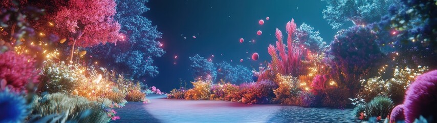 Enchanting, vibrant digital fantasy landscape.