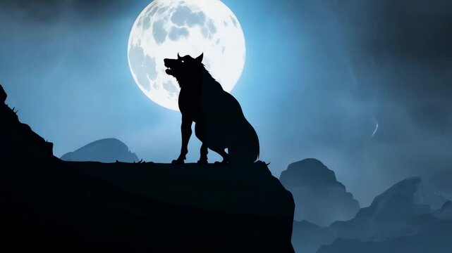 wolf howling at the moon