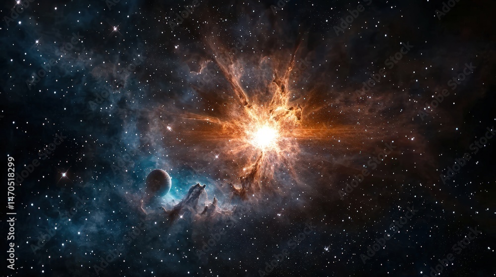 Leinwandbilder timelapse of star system formation with exoplanet space animation cosmic environment celestial view 